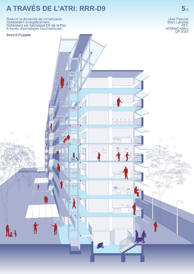 Atri adossat: modificacions de façana per a la rehabilitació energètica de blocs sencers